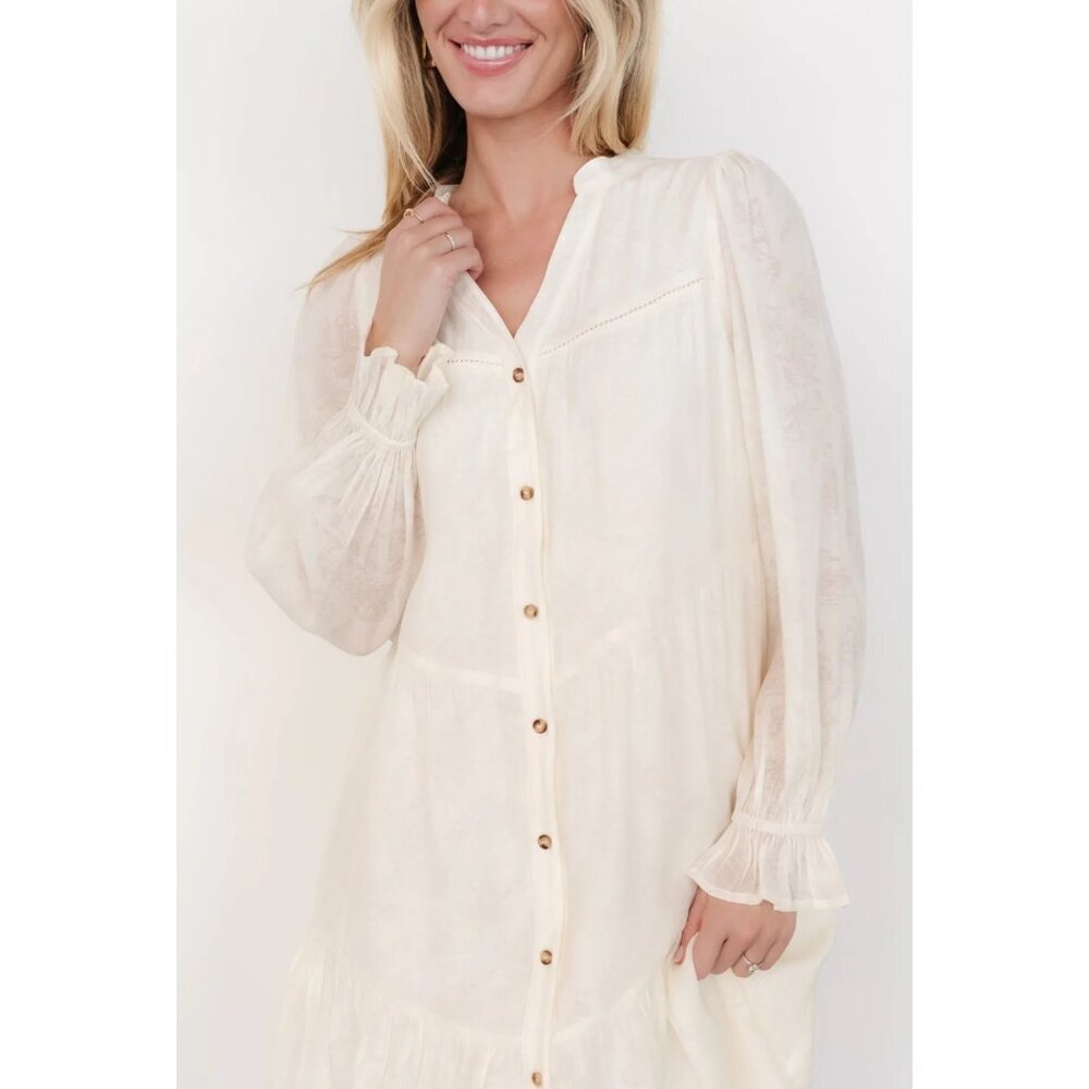 Baltic Born Brenna Button Midi Dress with Pockets in Cream Size L NWOT - Picture 2 of 12